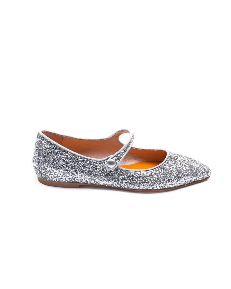 Ballerina a punta in glitter Silver