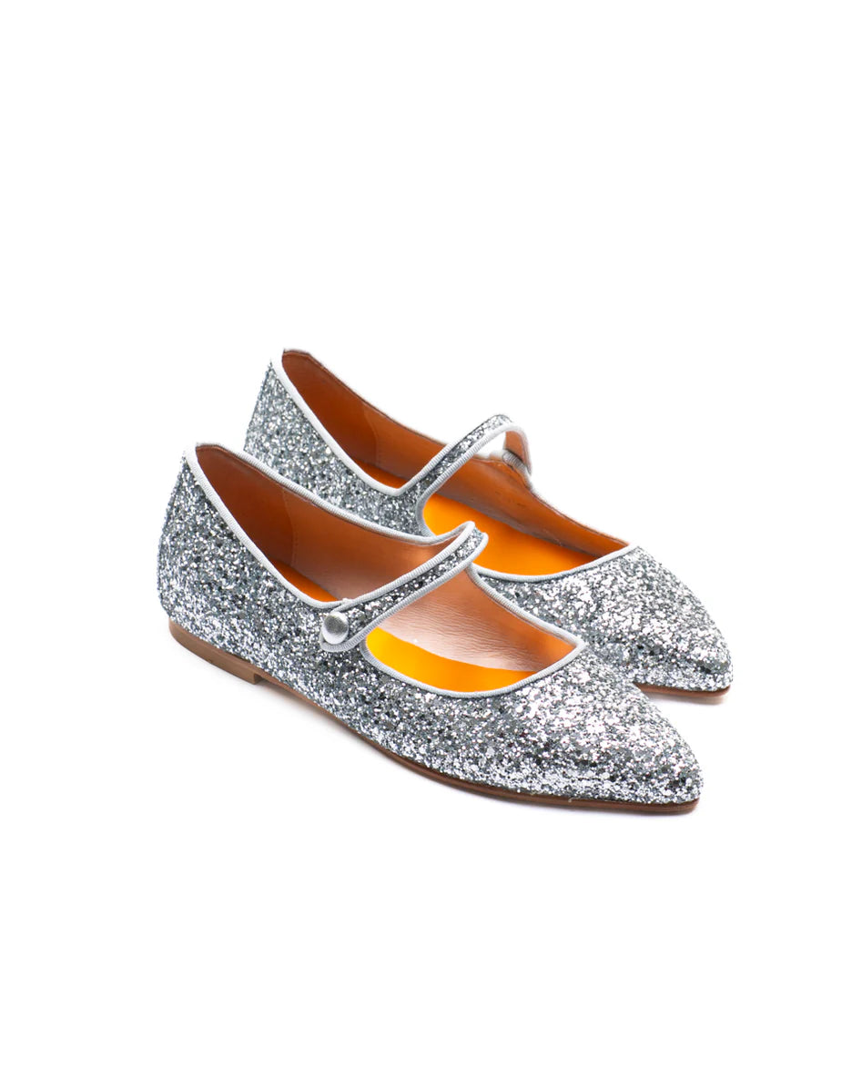 Ballerina a punta in glitter Silver