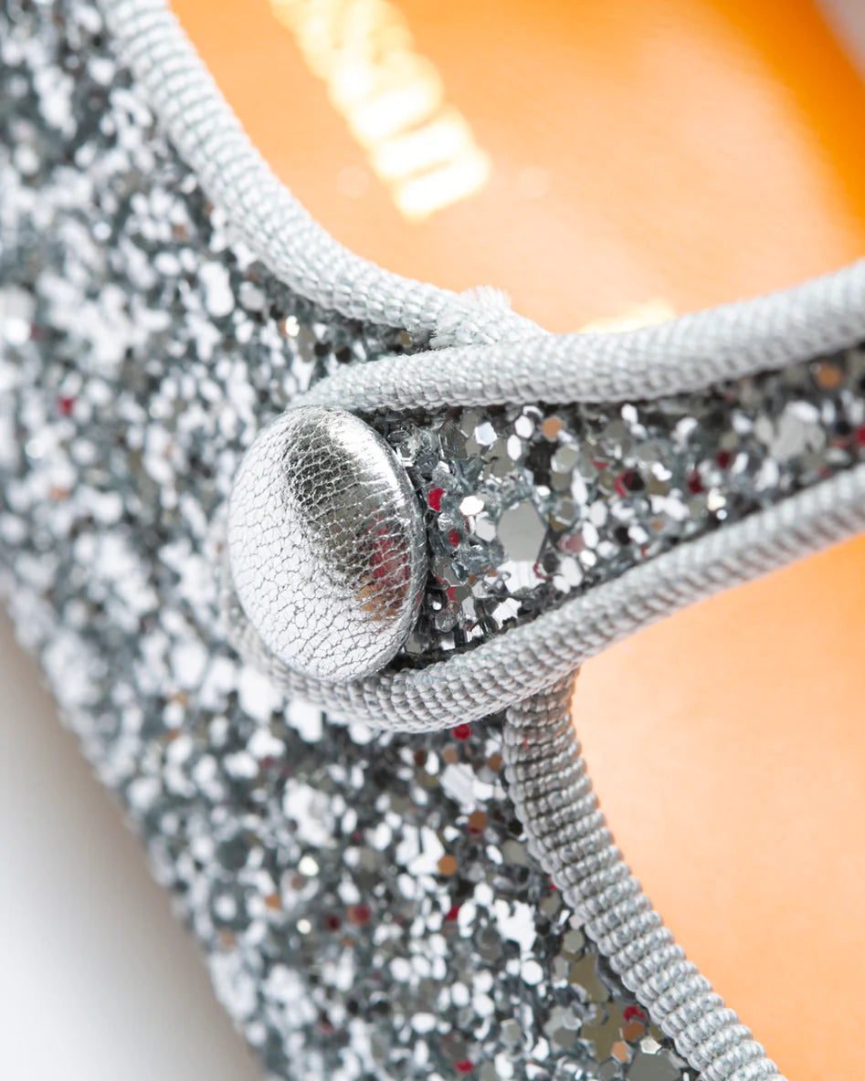 Ballerina a punta in glitter Silver