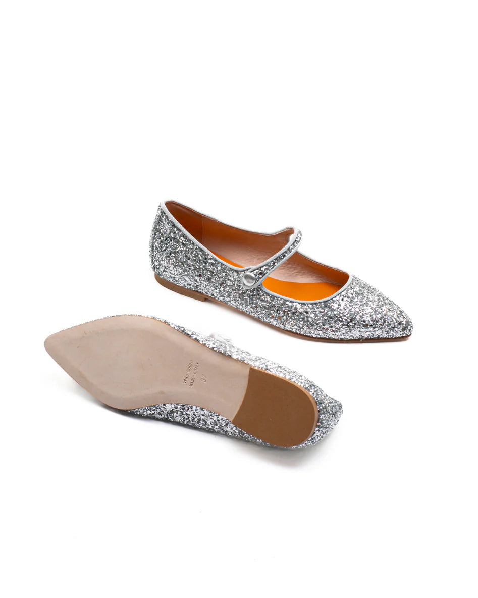 Ballerina a punta in glitter Silver