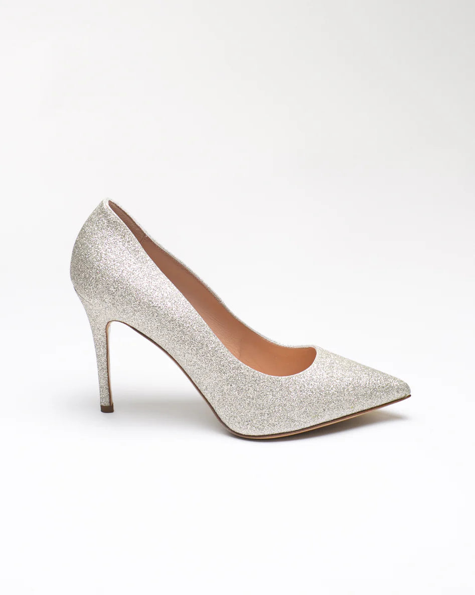 Décolleté Sposa in glitter platino