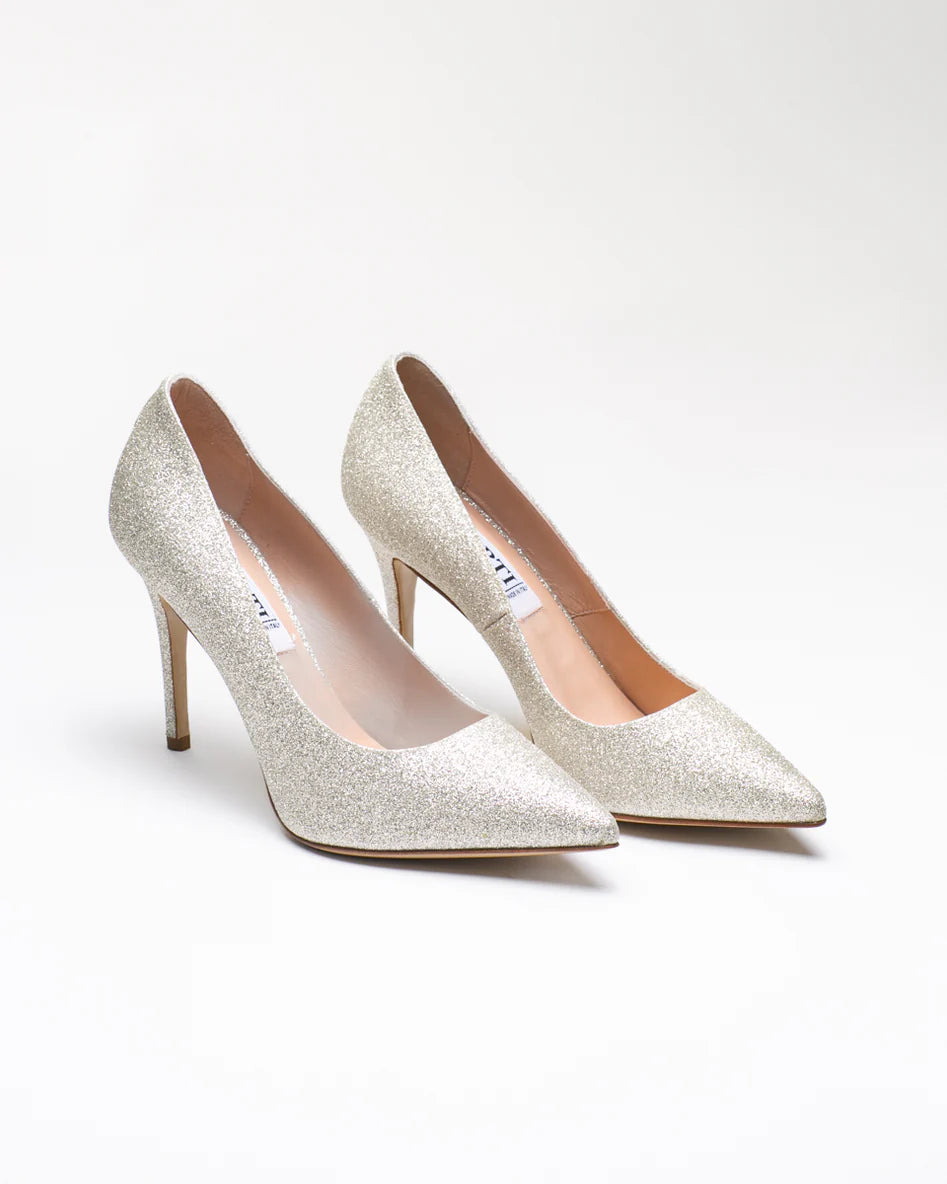 Décolleté Sposa in glitter platino