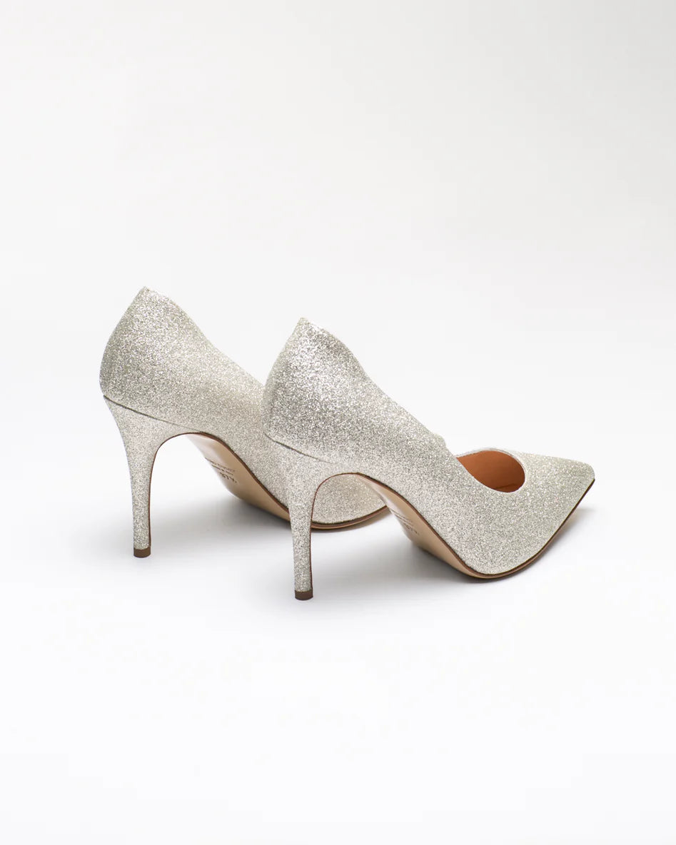Décolleté Sposa in glitter platino