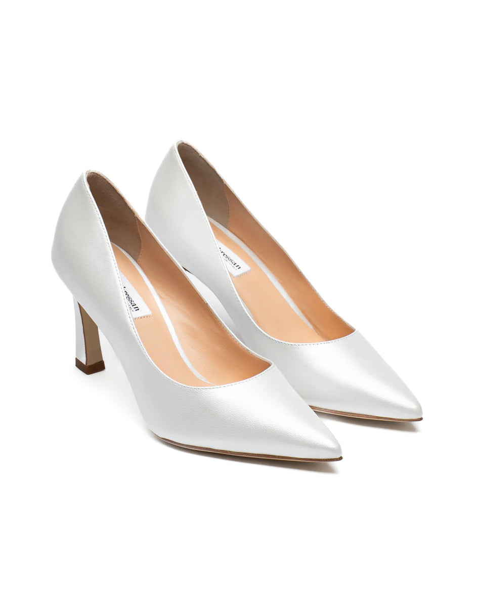 Décolleté Sposa perlato bianco tacco 70 mm