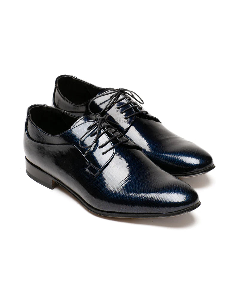 Derby uomo vernice blu