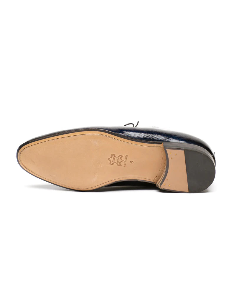 Derby uomo vernice blu