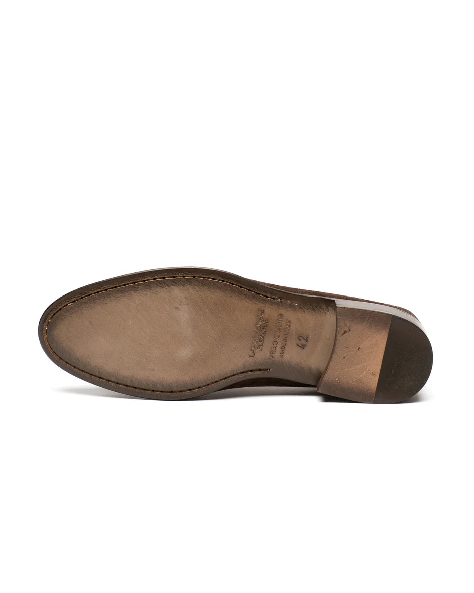 Mocassino nappine camoscio testa moro