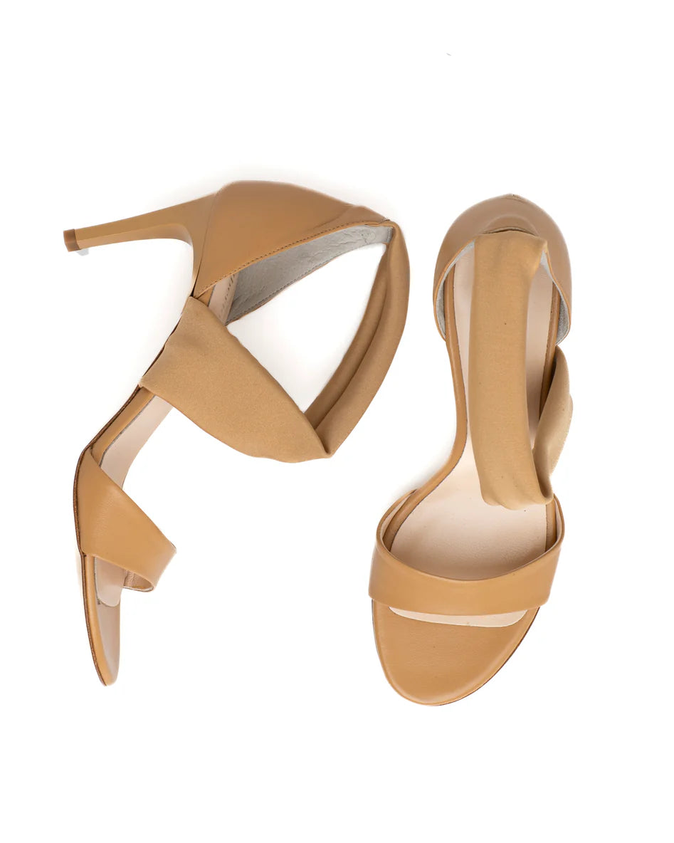 Sandalo in nappa beige donna