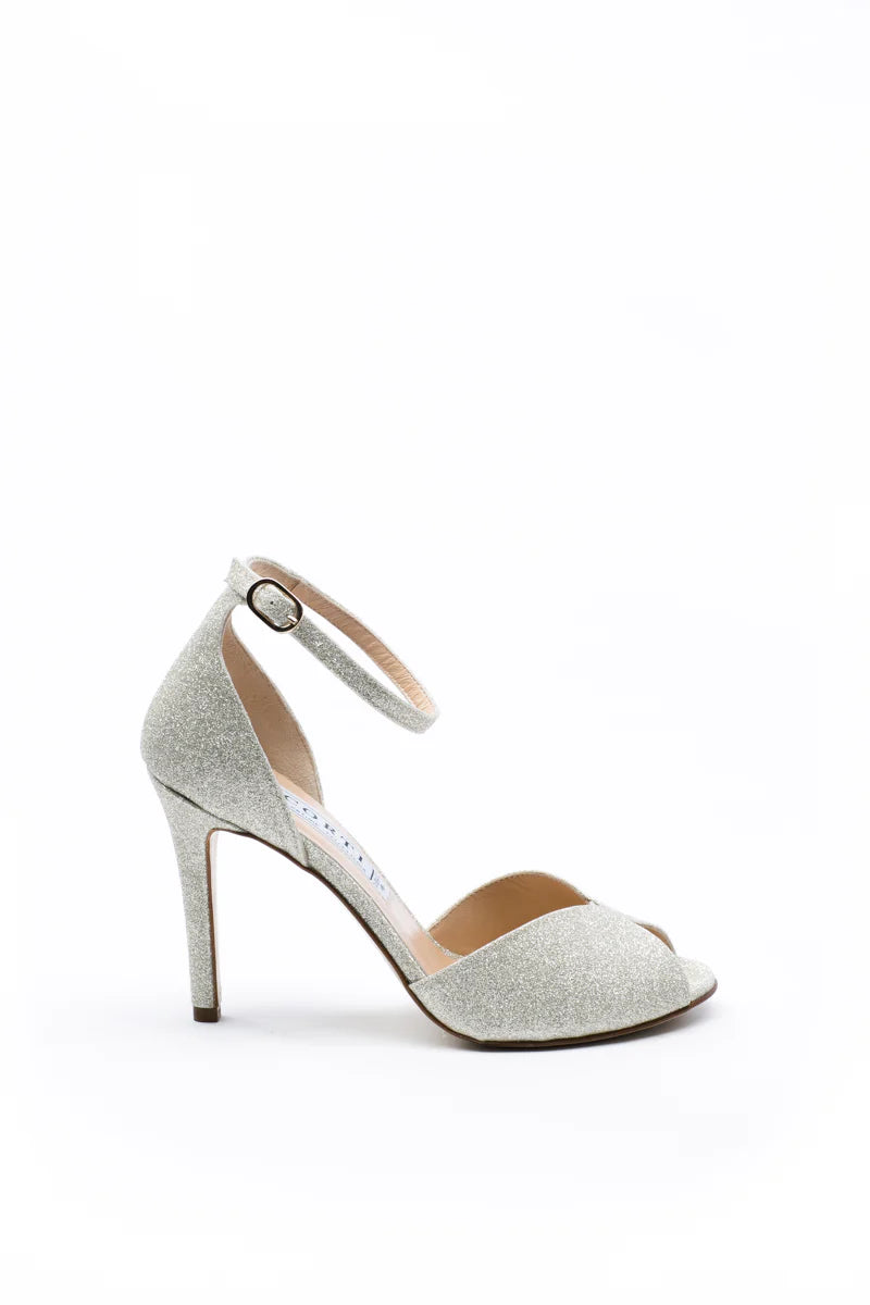 Sandalo peep toe Sposa con glitter