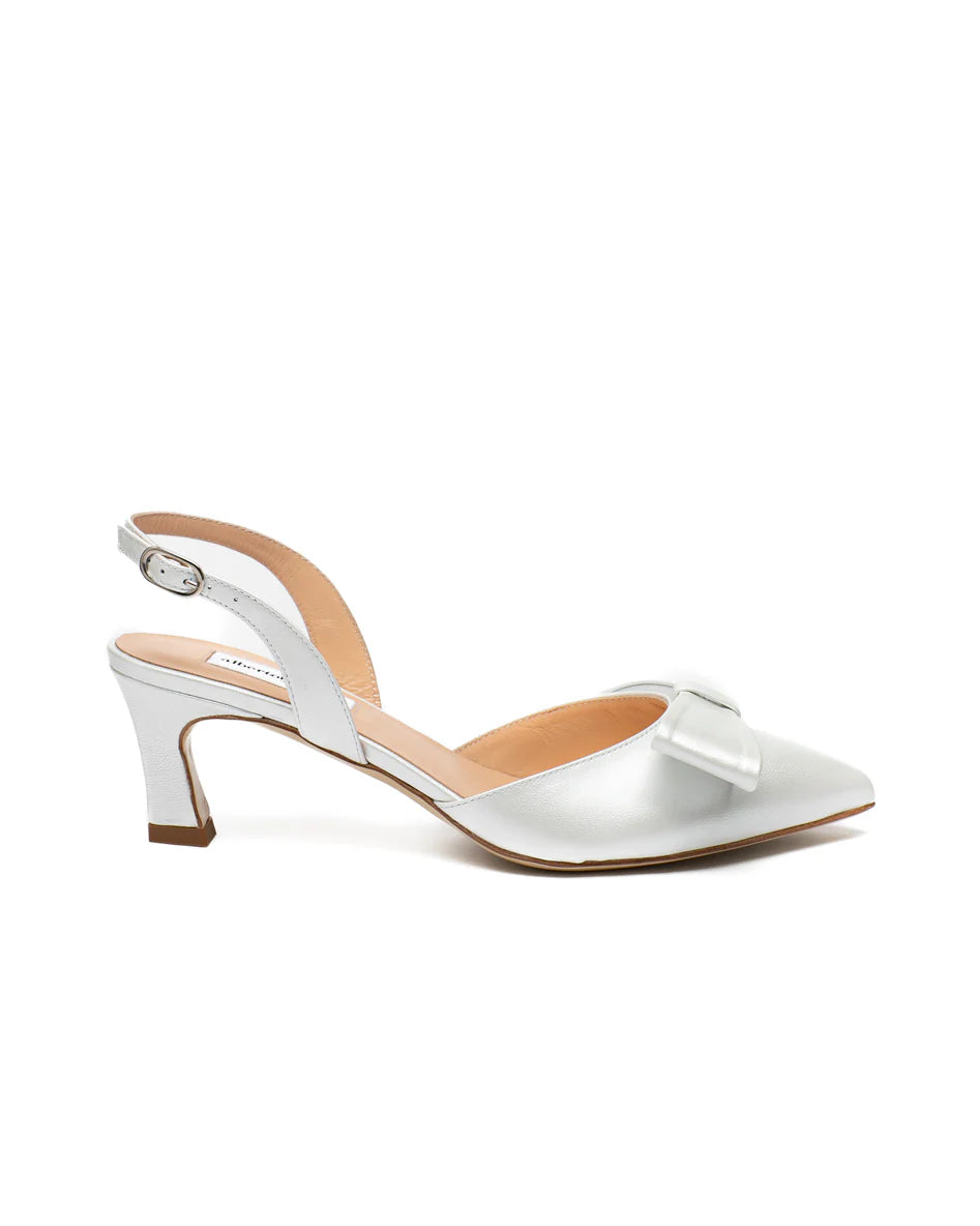 Slingback Sposa con fiocco tacco 50 mm