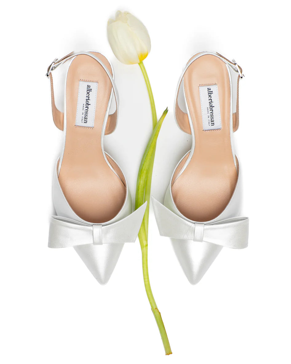 Slingback Sposa con fiocco tacco 50 mm