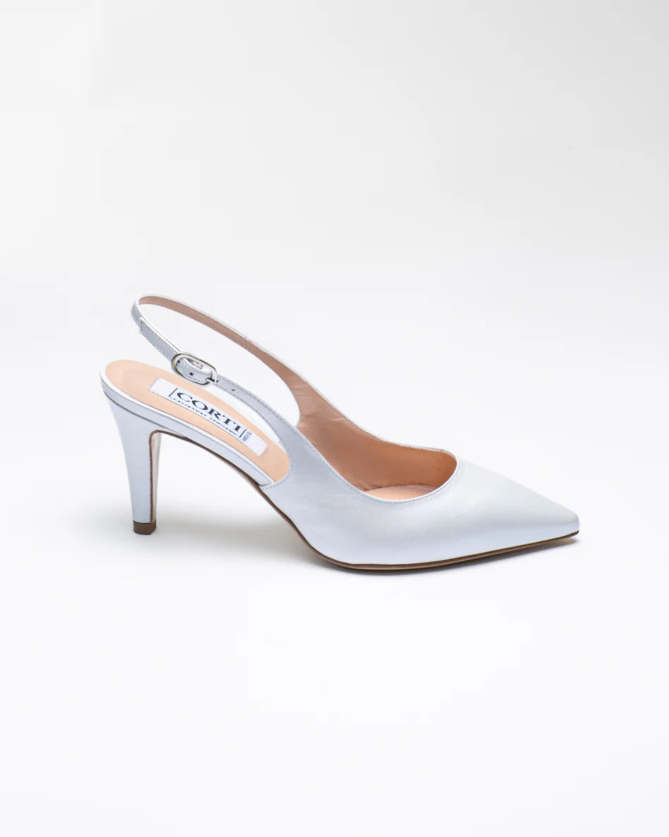 Slingback Sposa in perlato bianco a punta