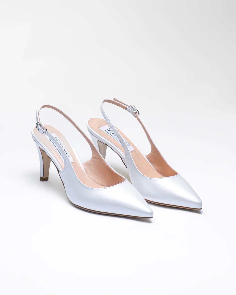 Slingback Sposa in perlato bianco a punta