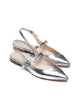 Slingback laminata argento con fibbietta
