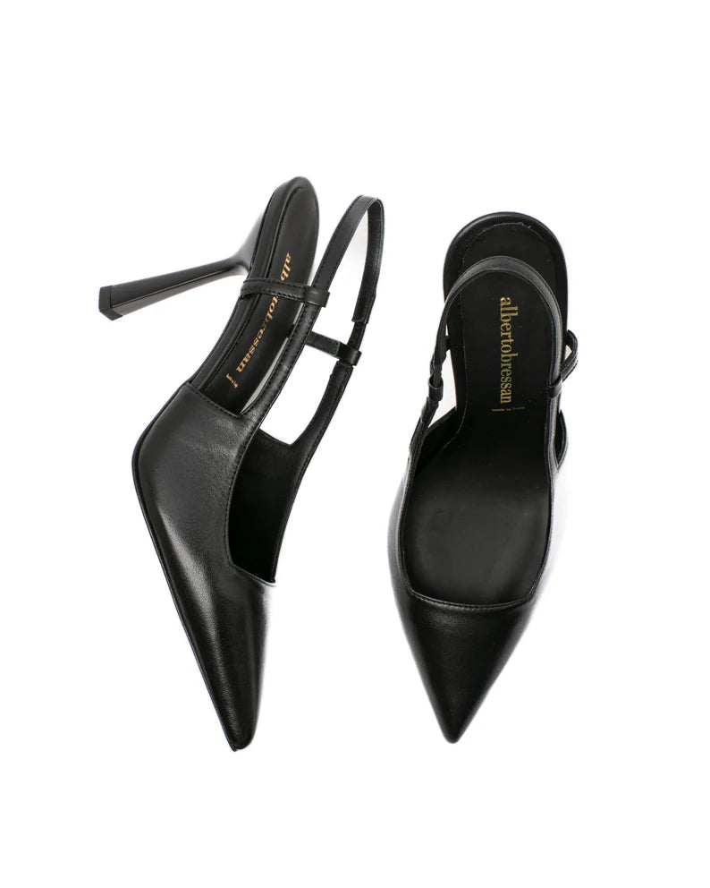 Slingback nappa nera