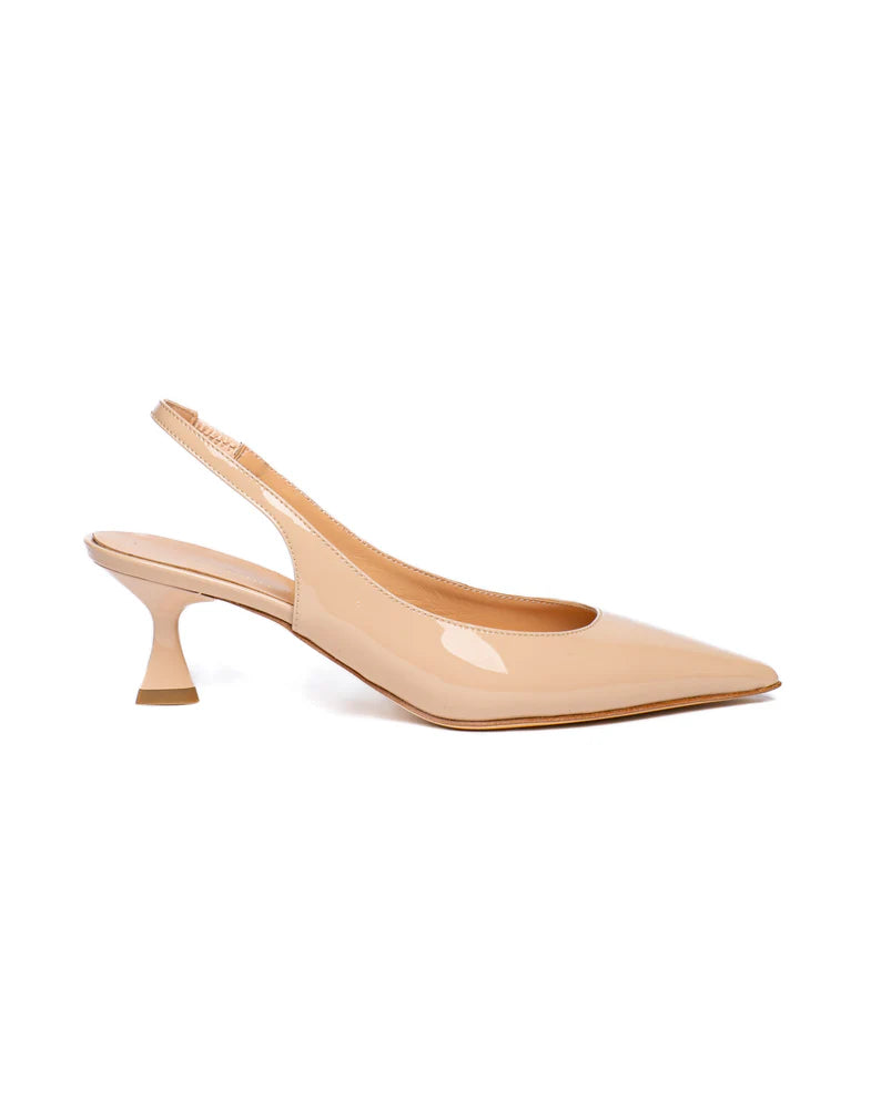 Slingback vernice nude